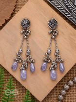 The Lilac Craze- Glass Drops Oxidised Earrings