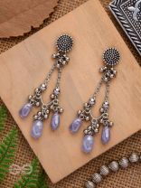 The Lilac Craze- Glass Drops Oxidised Earrings