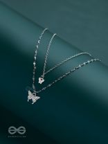 Flutterby Fantasy - Multilayered Silver Necklace With Anti-Tarnish Coating