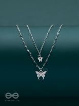 Flutterby Fantasy - Multilayered Silver Necklace With Anti-Tarnish Coating