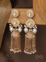 Tolaka - Seashell Mirage - Beads, Kundan And Polki Finished Hand Embroidered Earrings