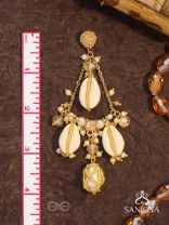 Varnaka - Sunlit Shell Charms - Beads And Shells Hand Embroidered Earrings