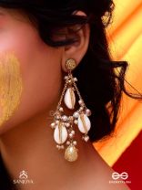 Varnaka - Sunlit Shell Charms - Beads And Shells Hand Embroidered Earrings