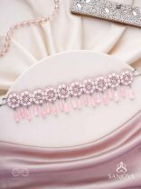 Aravindini - The Love Rose - Stone, Beads And Glass Drops Hand Embroidered Neckpiece