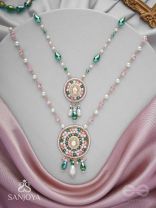 Madana - Season Of Spring - Beads, Glass Drops, Polki And Kundan Finished Hand Embroidered Neckpiece