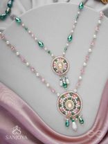 Madana - Season Of Spring - Beads, Glass Drops, Polki And Kundan Finished Hand Embroidered Neckpiece