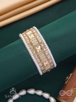 Sthagara - The Golden Hour - Stone, Cutdana And Beads Hand Embroidered Cuff Bracelet