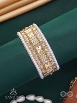 Sthagara - The Golden Hour - Stone, Cutdana And Beads Hand Embroidered Cuff Bracelet