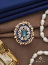 Rajiva - Deep Sea Dream - Stone And Beads Hand Embroidered Ring