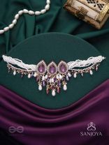 Syamatva - The Sparkling Night - Stone, Beads And Pearls Hand Embroidered Neckpiece