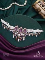 Syamatva - The Sparkling Night - Stone, Beads And Pearls Hand Embroidered Neckpiece