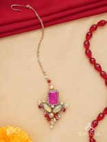 Madhudyana - Garden Of Spring - Stone And Beads Hand Embroidered Maangtika