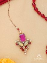 Madhudyana - Garden Of Spring - Stone And Beads Hand Embroidered Maangtika