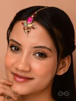 Madhudyana - Garden Of Spring - Stone And Beads Hand Embroidered Maangtika