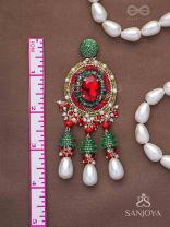 Aklishta - The Scarlet Splendor - Stone, Cutdana And Beads Hand Embroidered Earrings
