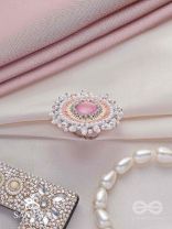 Anushayin- The Budding Faith- Stone, Beads And Sequins Hand  Embroidered Stud Ring