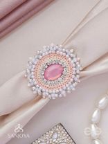 Anushayin- The Budding Faith- Stone, Beads And Sequins Hand  Embroidered Stud Ring
