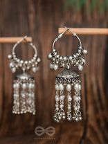 The Frost Blooms - Statement Oxidised Jhumka Earrings