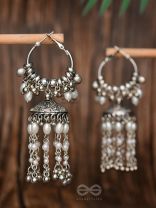 The Frost Blooms - Statement Oxidised Jhumka Earrings
