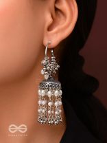 The Frost Blooms - Statement Oxidised Jhumka Earrings