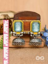 The Sunny Breeze - Embellished And Enamelled Oxidised Jhumka Earrings