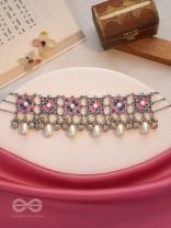 Blushing Blue Haze - Enamelled Oxidised Neckpiece