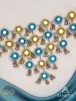 Parigha - The Cloud Line - Beads And Mirror Hand Embroidered Oxidised Neckpiece