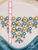 Parigha - The Cloud Line - Beads And Mirror Hand Embroidered Oxidised Neckpiece