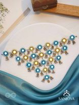 Parigha - The Cloud Line - Beads And Mirror Hand Embroidered Oxidised Neckpiece