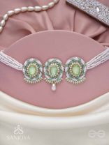 Tankasala - Frosted Fern - Stones And Pearls Hand Embroidered Neckpiece