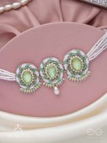 Tankasala - Frosted Fern - Stones And Pearls Hand Embroidered Neckpiece