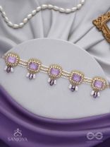 Sushtri- The Chaste Affection - Stones, Beads, Glass And Pearl Drops Hand Embroidered Choker Neckpiece