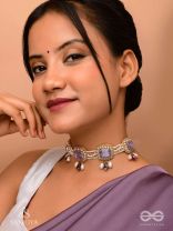 Sushtri- The Chaste Affection - Stones, Beads, Glass And Pearl Drops Hand Embroidered Choker Neckpiece
