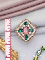 Naimisa - Blooms In Forest - Stones, Beads And Dabka Hand Embroidered Ring (Adjustable)