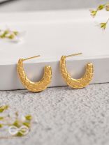 Radiant Crescents - Golden Stainless Steel Earrings With Anti-Tarnish Coating