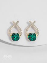 Emerald Mirage - Golden Embellished Earrings