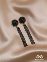The Midnight Haze - Statement Golden & Black Earrings 