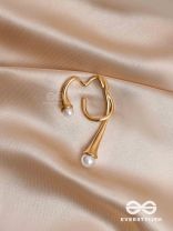 Draped Elegance - Golden Pearl Studded Ear Cuff (One Ear)
