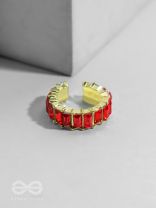 Sparkling Halo - Golden Embellished Ring (Red)