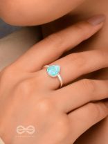 Sky Shower Droplet - Blue Enamelled Ring 