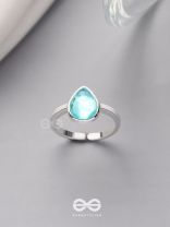 Sky Shower Droplet - Blue Enamelled Ring 