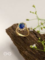 The Luminescent Loop - Golden Embellished Ring (Adjustable)