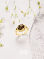 The Espresso Embrace- Golden Beaded Ring 