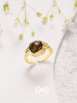 The Espresso Embrace- Golden Beaded Ring 