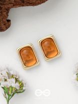 Sunlit Amber - Golden Stud Earrings 