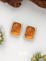 Sunlit Amber - Golden Stud Earrings 