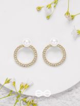 Polished Pearl - Golden Embellished Earrings