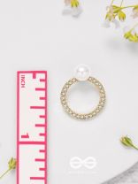 Polished Pearl - Golden Embellished Earrings