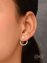 Polished Pearl - Golden Embellished Earrings