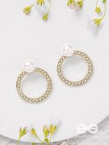 Polished Pearl - Golden Embellished Earrings